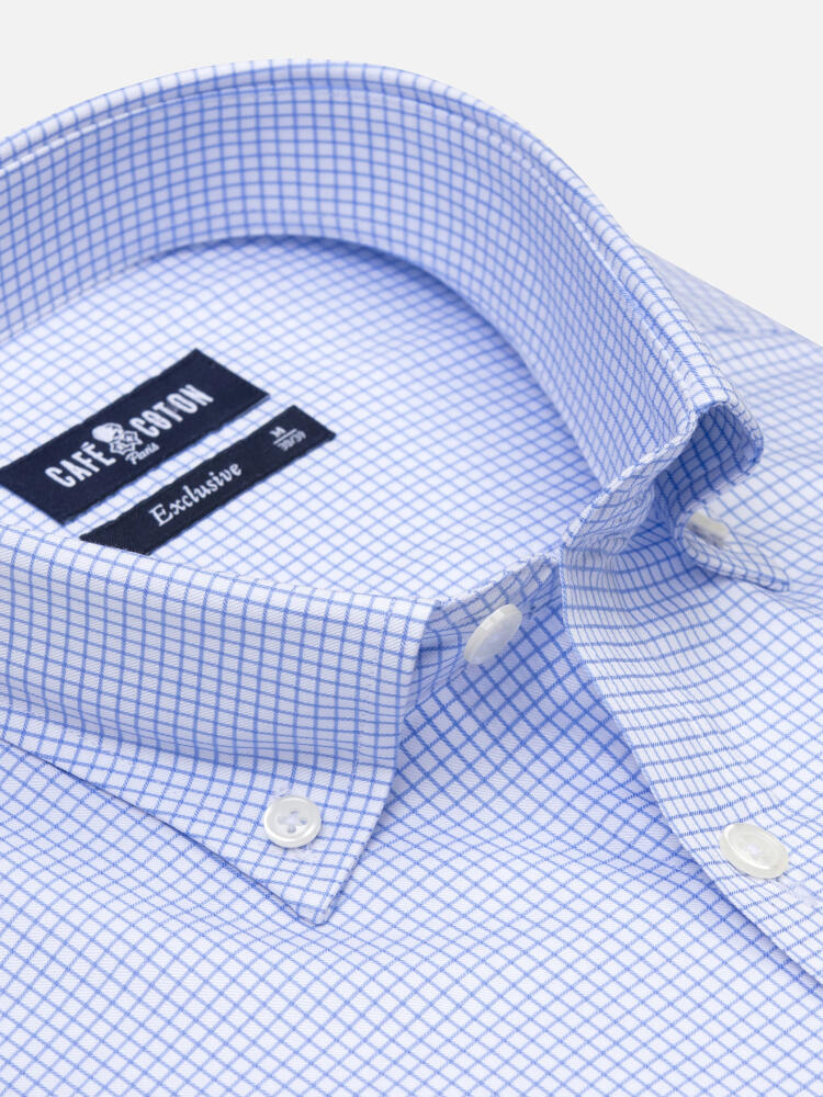 Camicia slim fit Conor a scacchi blu cielo - Con bottoni