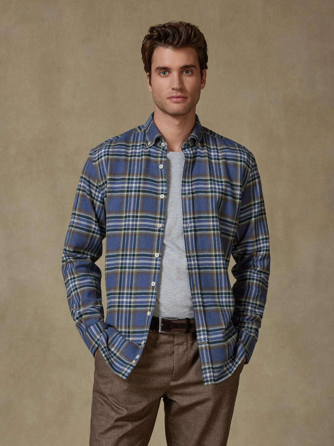 Tailiertes Hemd Coren aus Flanell - Button-Down-Kragen