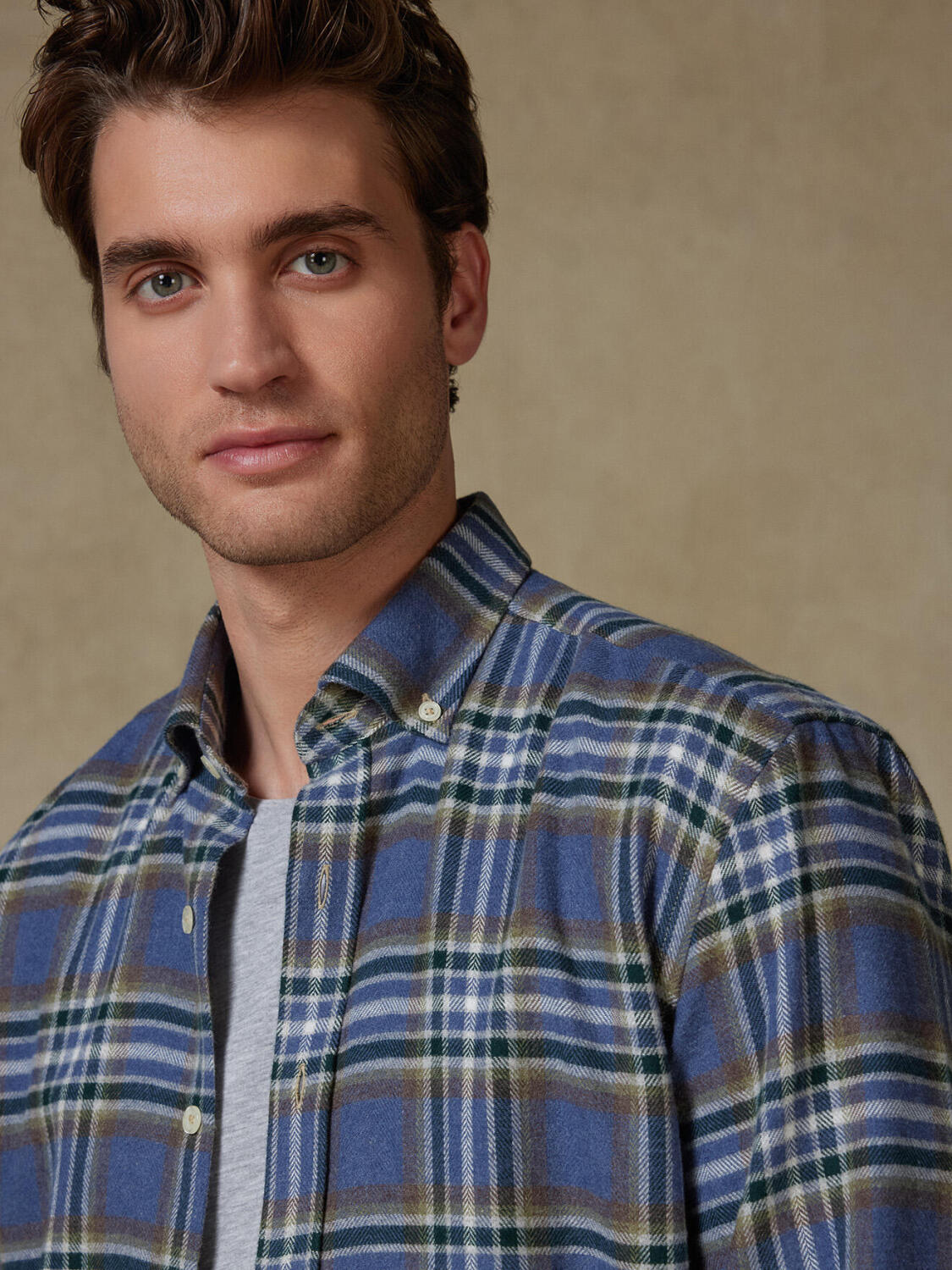 Tailiertes Hemd Coren aus Flanell - Button-Down-Kragen