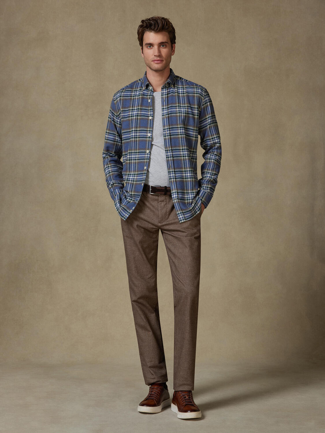 Tailiertes Hemd Coren aus Flanell - Button-Down-Kragen