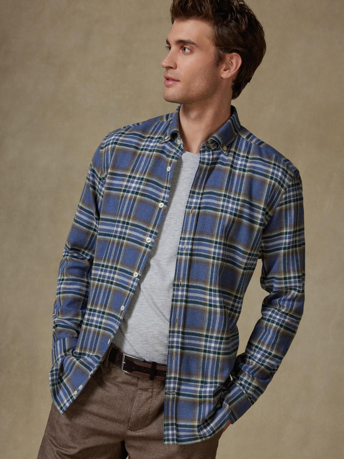 Tailiertes Hemd Coren aus Flanell - Button-Down-Kragen