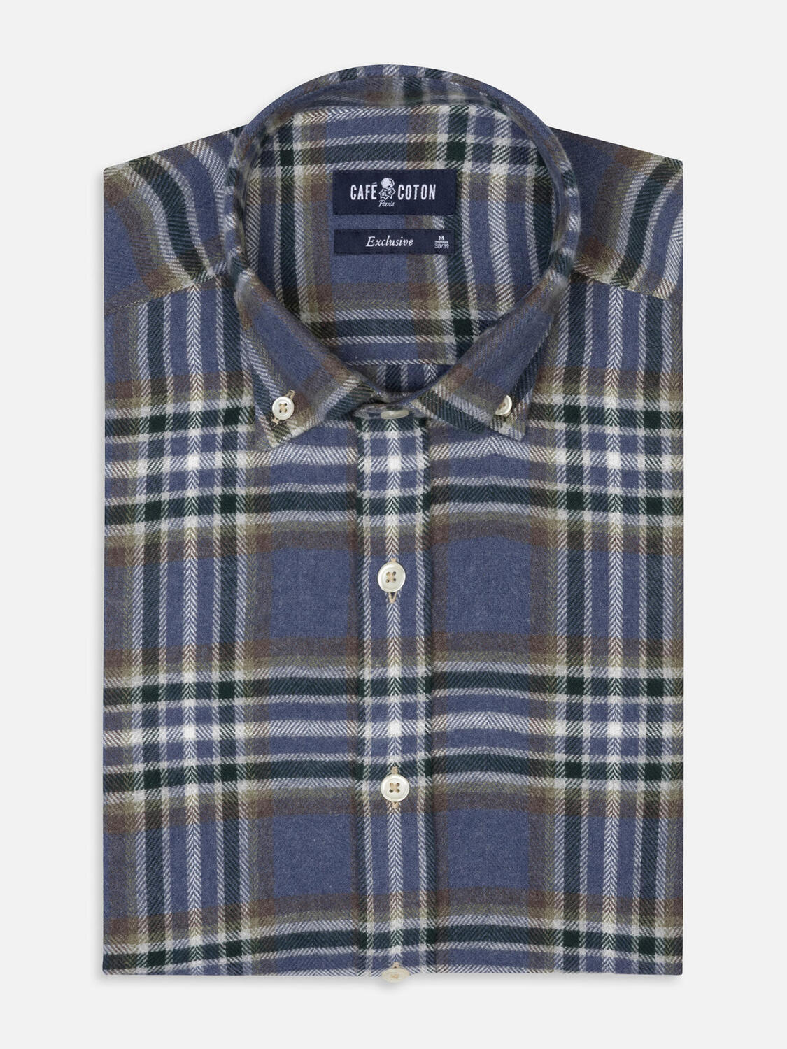 Tailiertes Hemd Coren aus Flanell - Button-Down-Kragen
