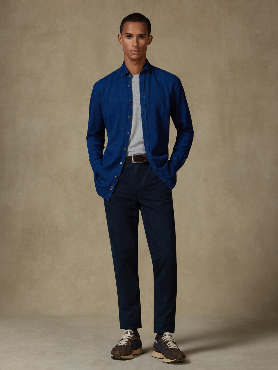 Cross indigo slim fit shirt - Button-down collar