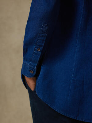 Cross indigo slim fit shirt - Button-down collar