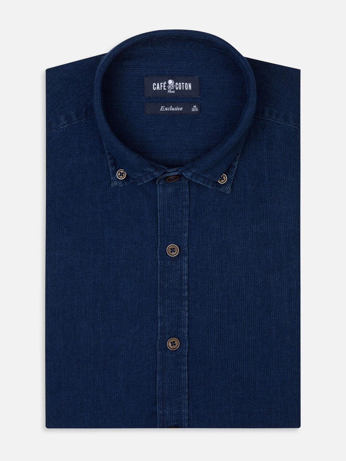 Cross indigo slim fit shirt - Button-down collar