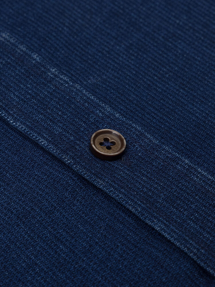 Camicia slim fit Cross in indigo - Cuello button-down