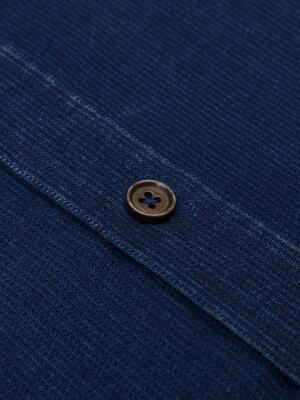 Cross indigo slim fit shirt - Button-down collar