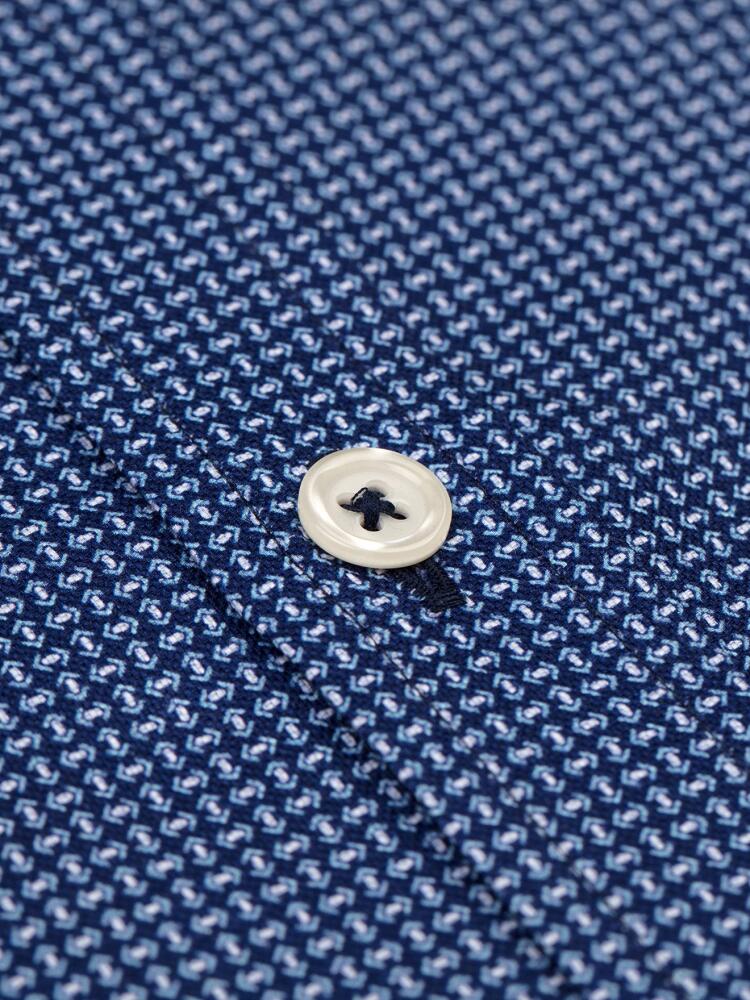 Chemise cintrée Dan marine à motifs imprimés - Col Boutonné