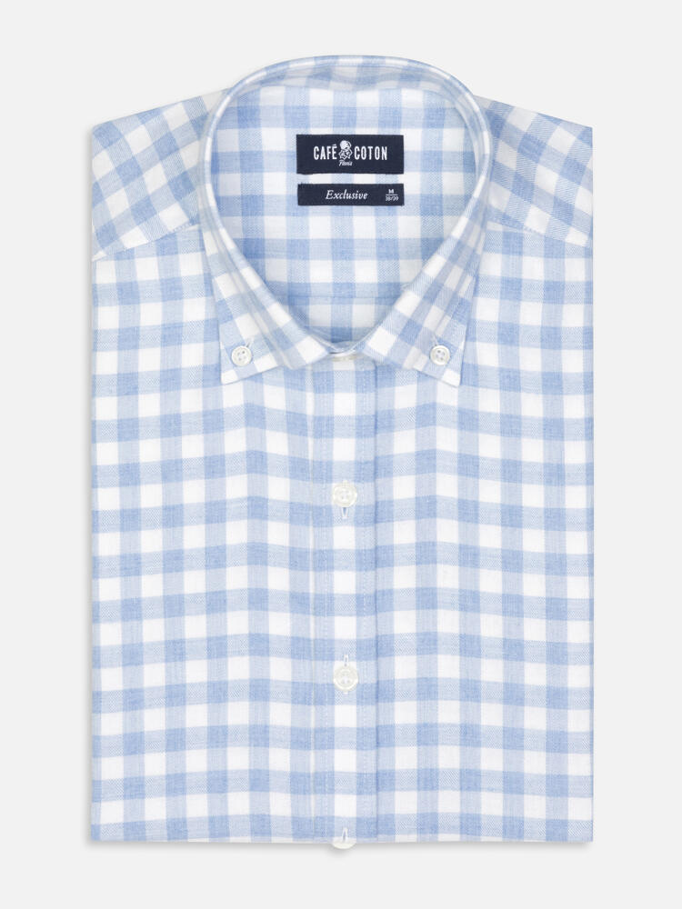 Danny Sky Check Flannel slim fit shirt  - Button down collar