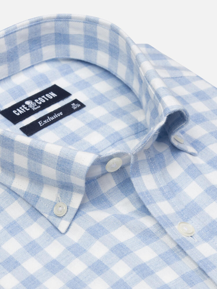 Danny Sky Check Flannel slim fit shirt  - Button down collar