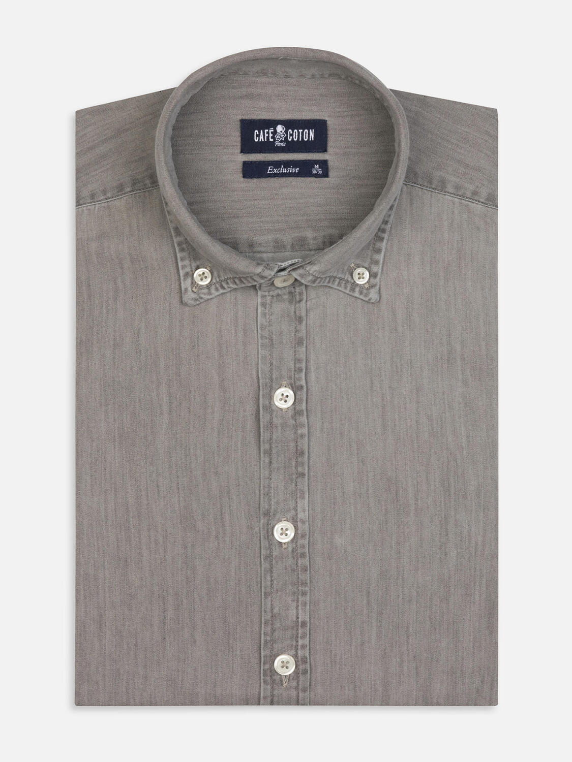 Darcy grijs denim overhemd - Button-down kraag