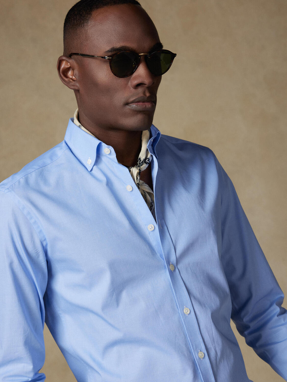 Daria hemelsblauw poplin Slim fit overhemd - Button-down kraag