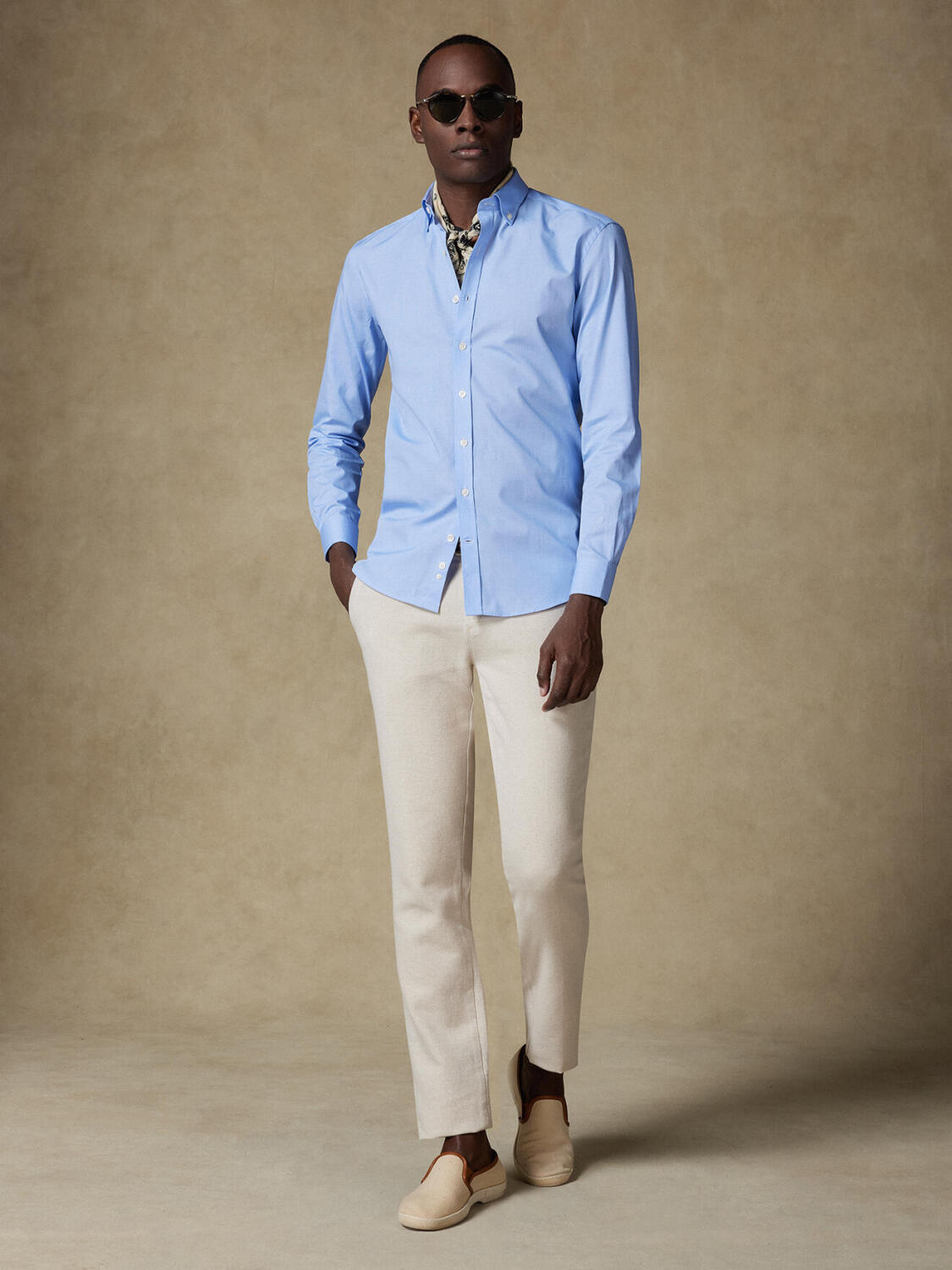 Daria hemelsblauw poplin Slim fit overhemd - Button-down kraag