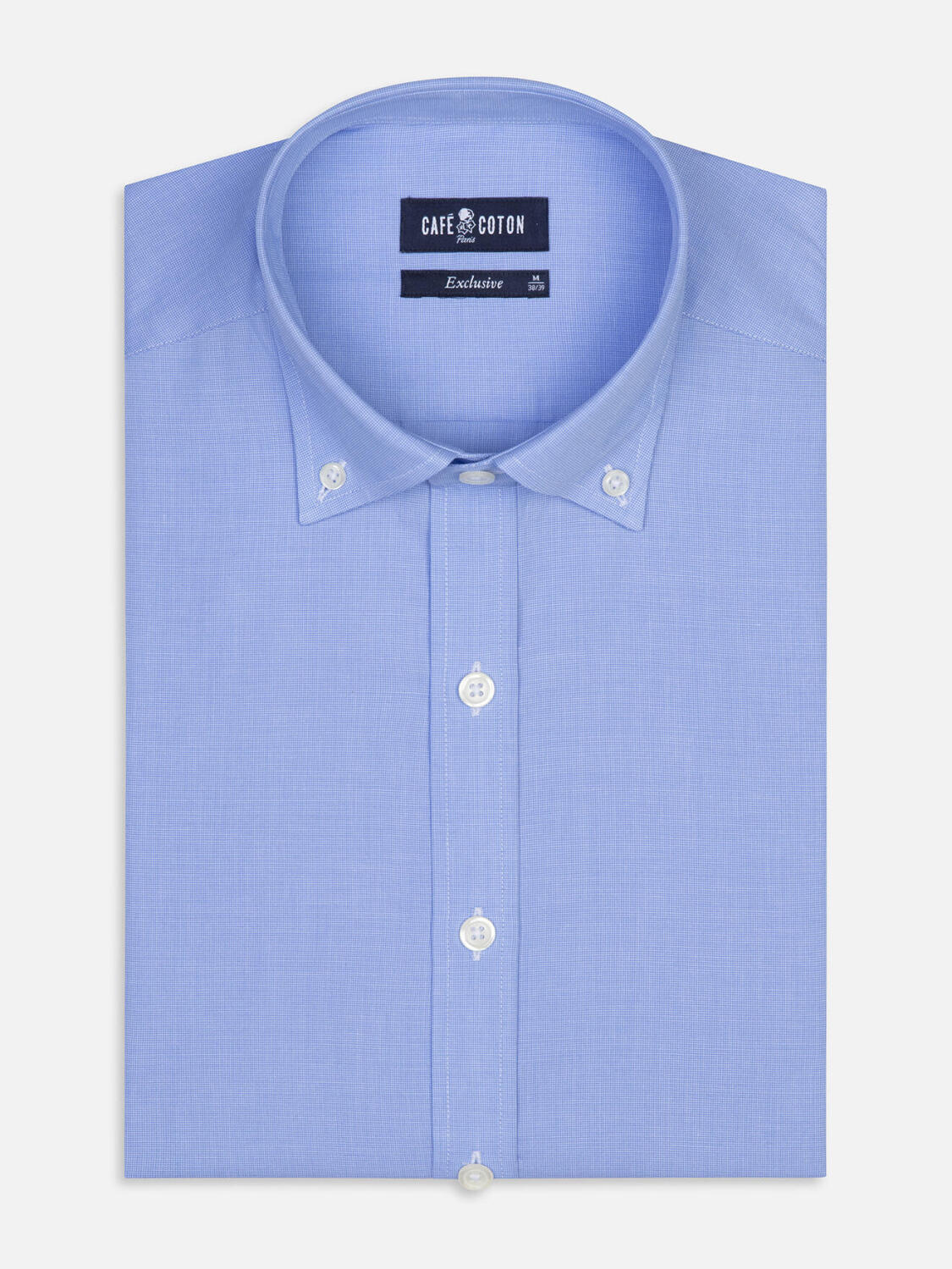 Daria hemelsblauw poplin Slim fit overhemd - Button-down kraag