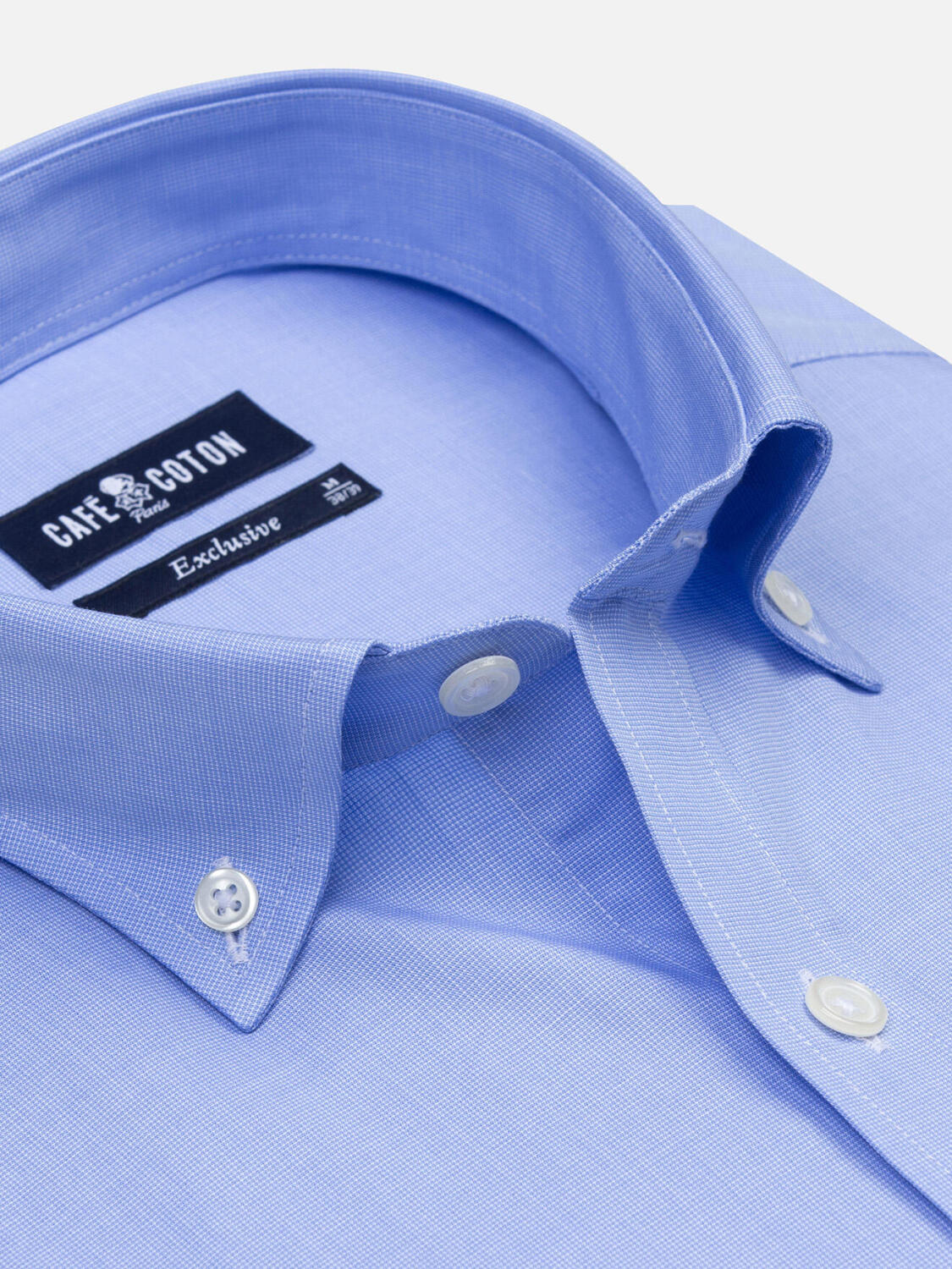 Daria hemelsblauw poplin Slim fit overhemd - Button-down kraag