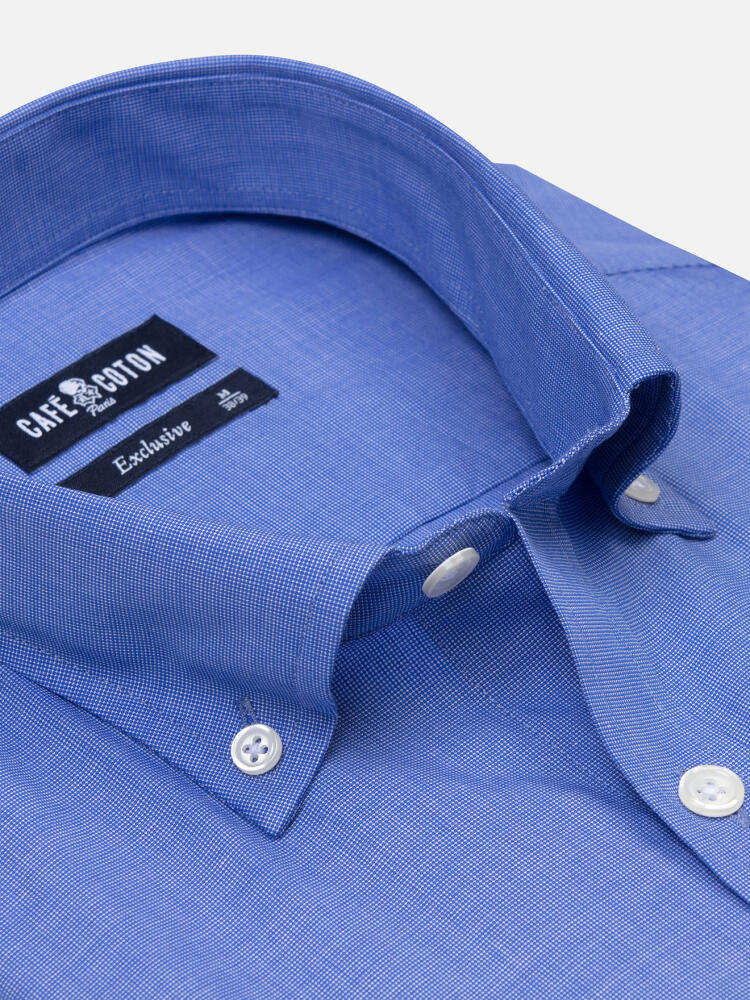 Daria blue poplin slim fit shirt - Button down collar