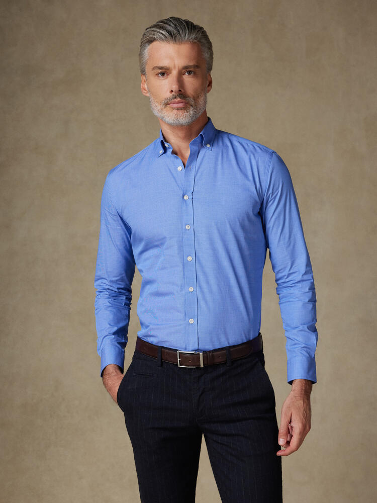 Daria blue poplin slim fit shirt - Button down collar