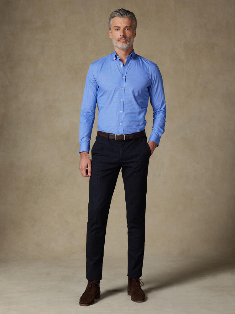 Daria blue poplin slim fit shirt - Button down collar