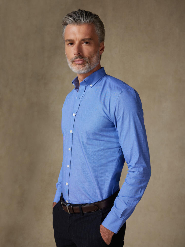 Daria blue poplin slim fit shirt - Button down collar