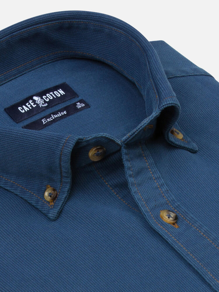 Chemise cintrée Dee en denim à effet piqué - Col Boutonné