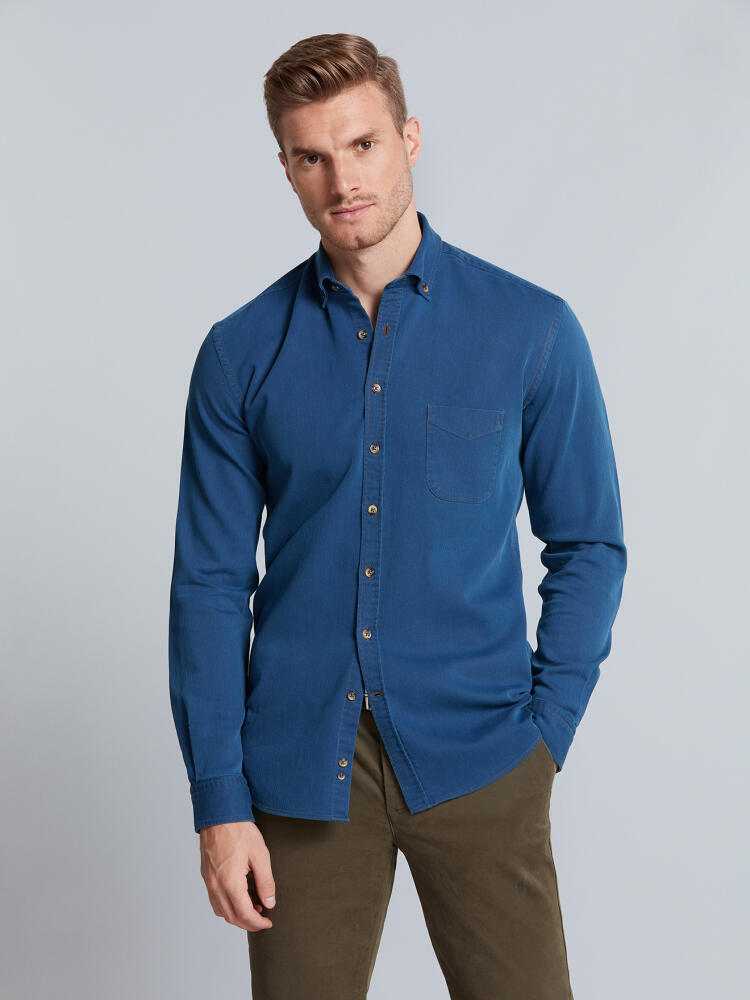 Chemise cintrée Dee en denim à effet piqué - Col Boutonné