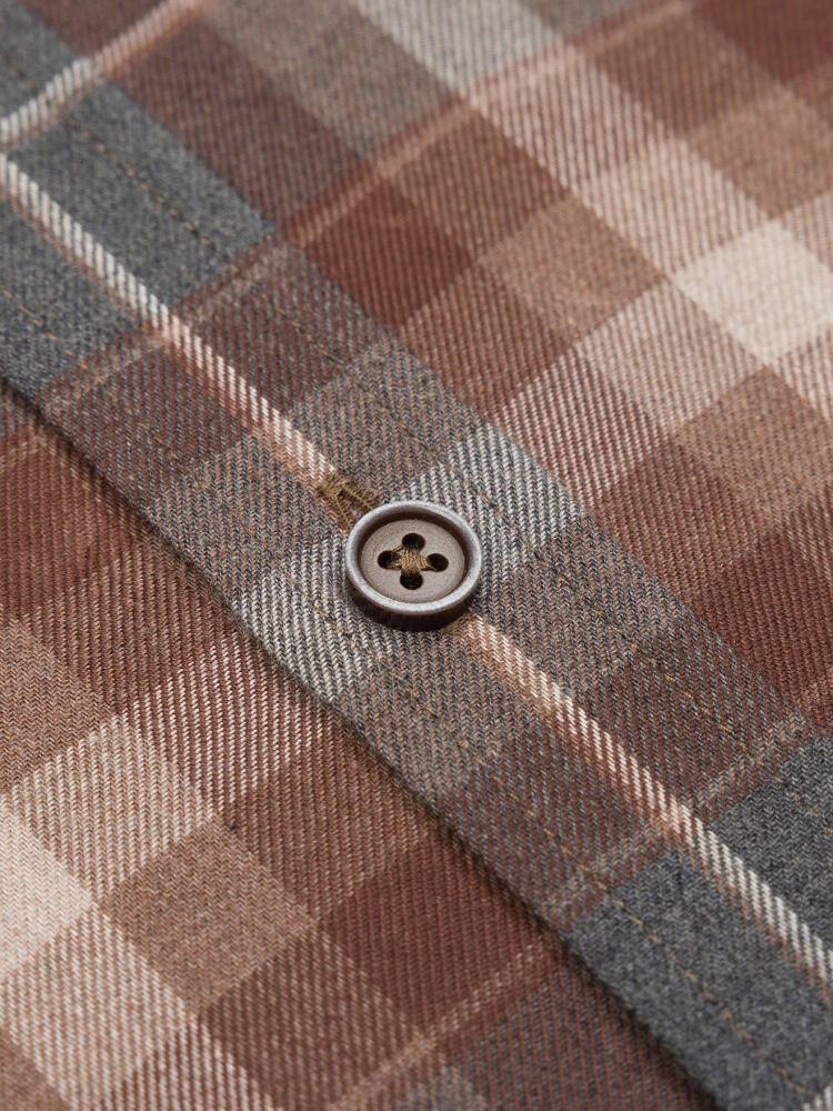 Chemise cintrée Don à motif tartan gris - Col Boutonné