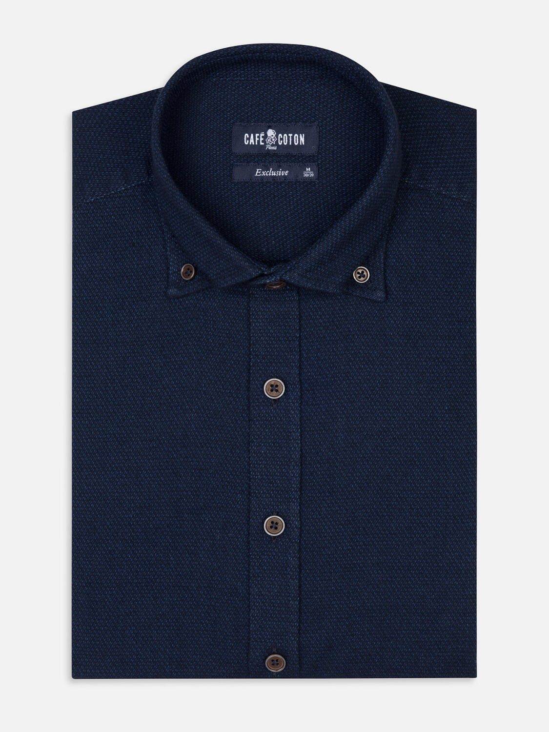 Camisa ajustada Eli indigo oxford - Con botones