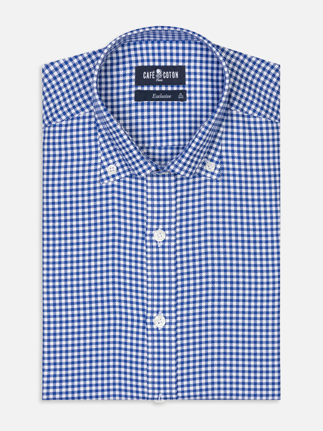 Elliott navy check Hemd - Slim Fit - Button down Kragen