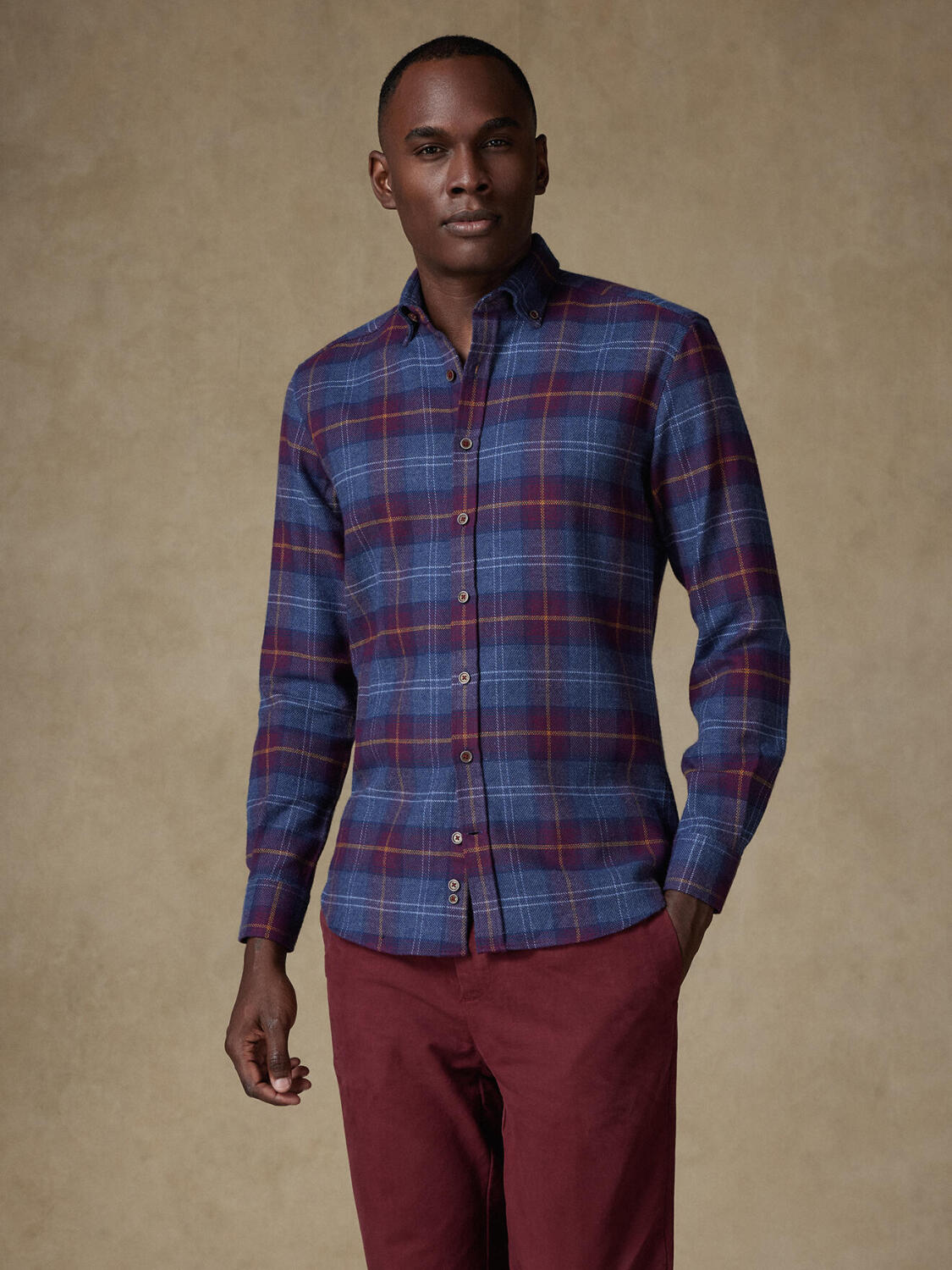 slim fit overhemd met ruit Ernie - Button down Kraag