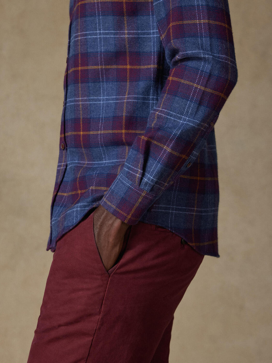 slim fit overhemd met ruit Ernie - Button down Kraag