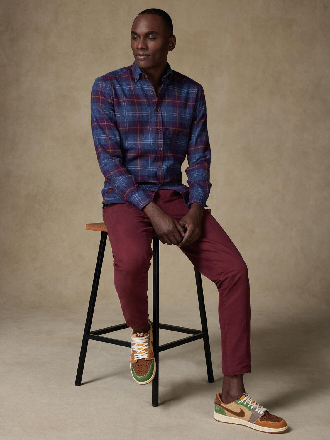 slim fit overhemd met ruit Ernie - Button down Kraag