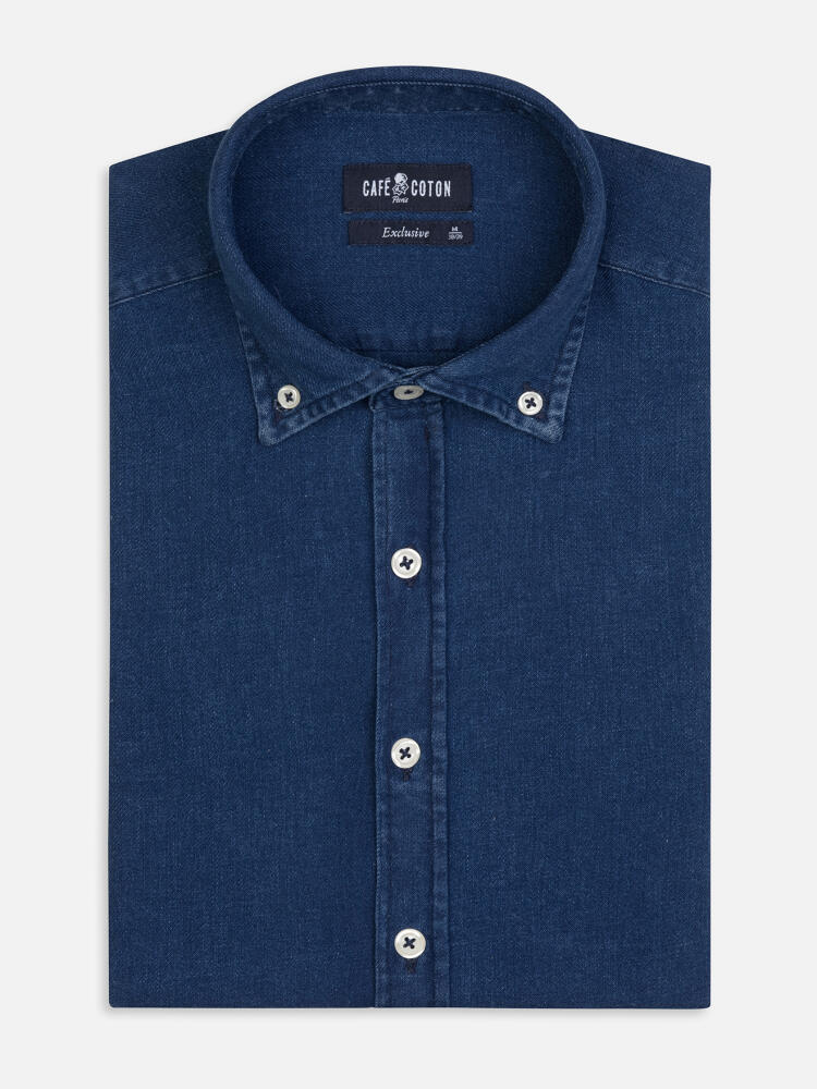 Chemise cintrée Erwin indigo - Col Boutonné