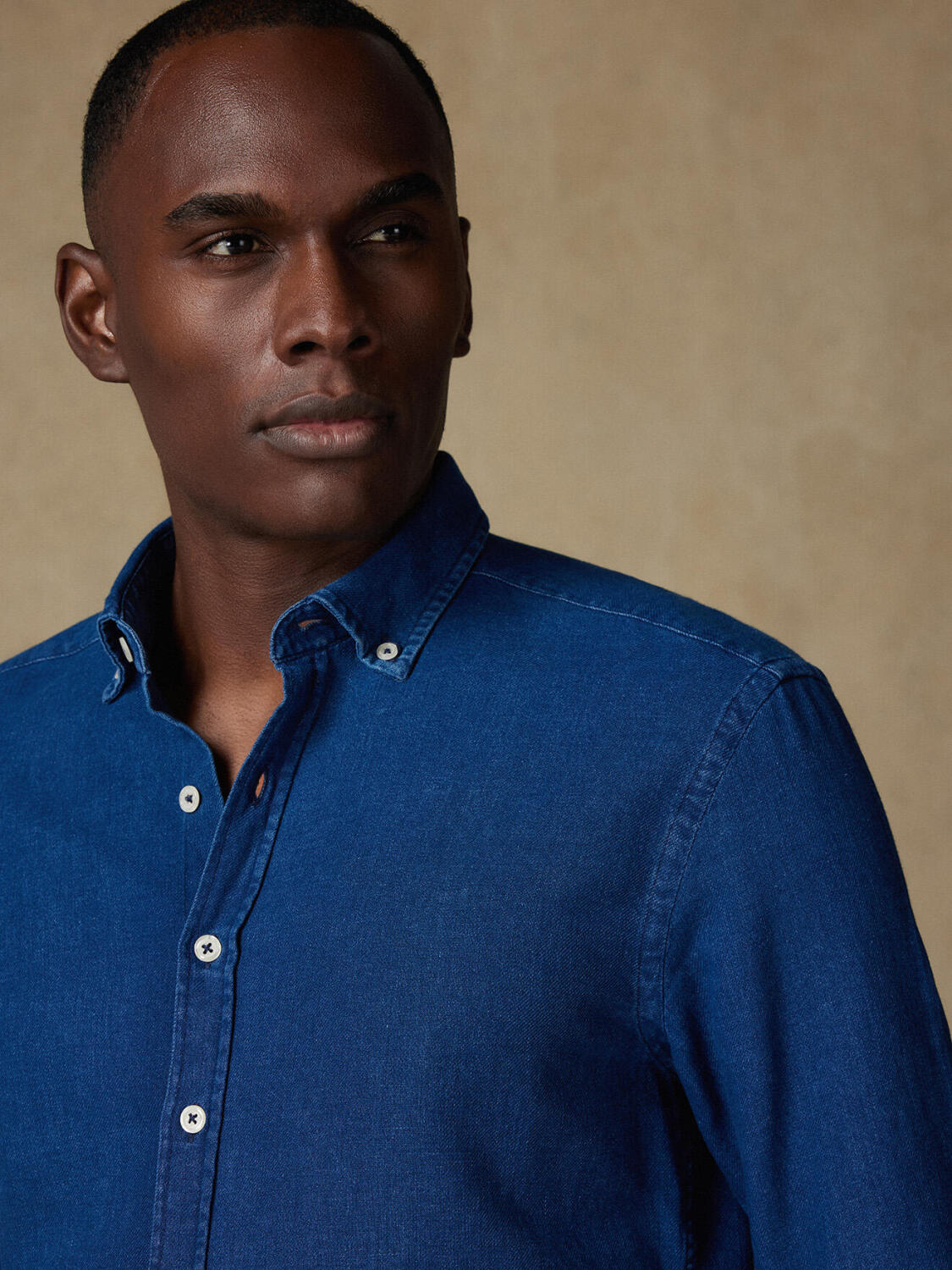 Buton down collar Erwin denim slim fit shirt - Navy