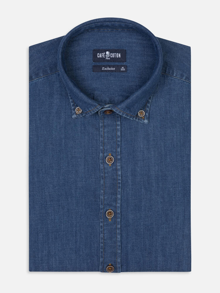 Gael Denim slim fit shirt - Buttoned down collar