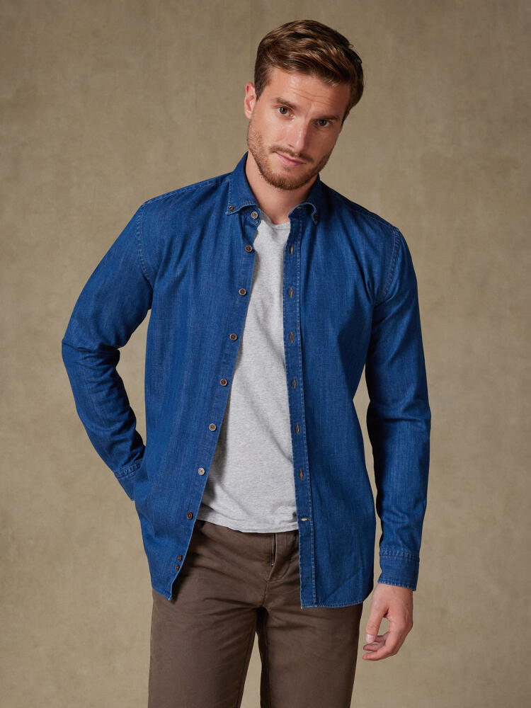 Camicia slim fit Gael in denim - Con bottoni