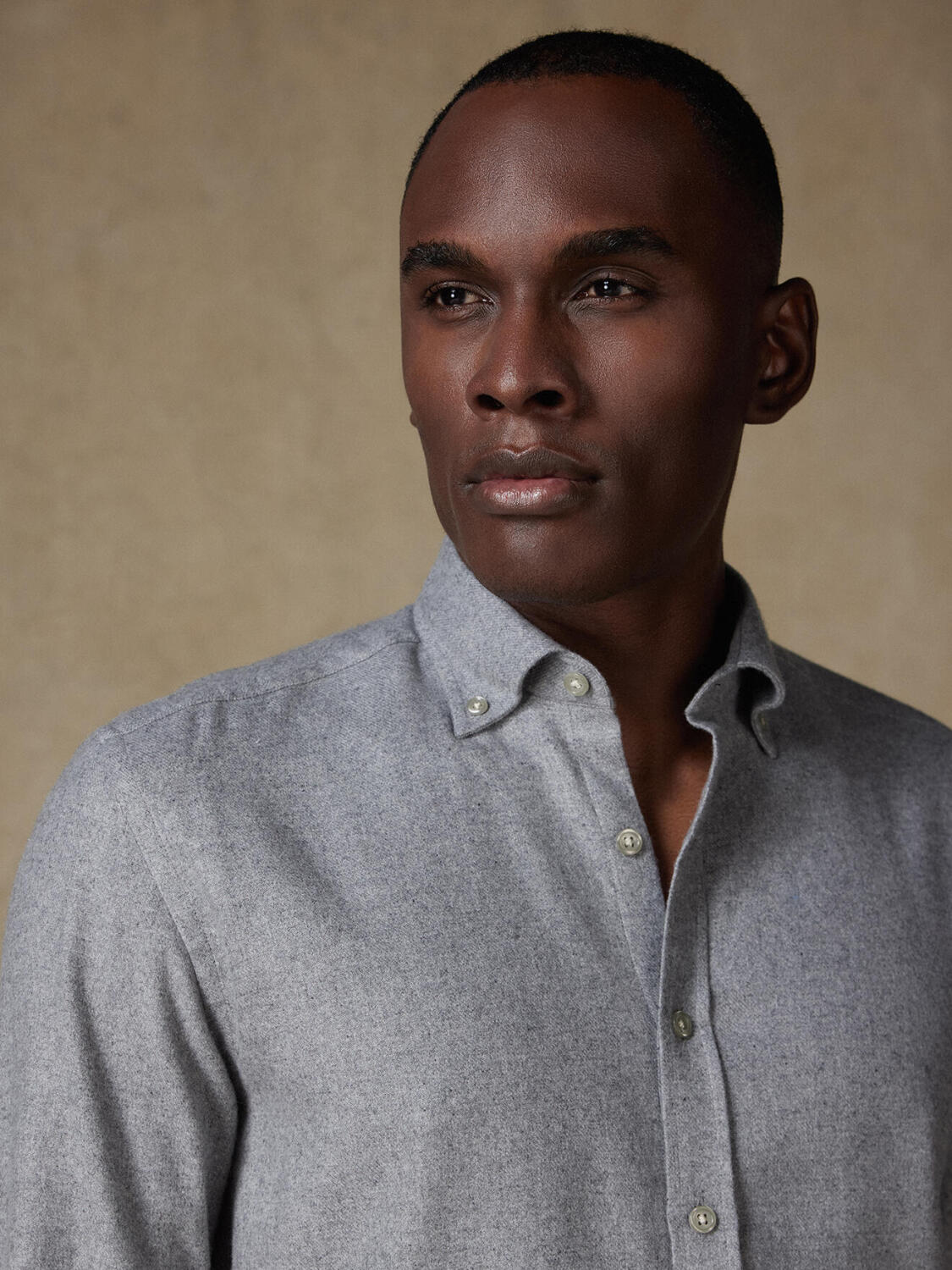 Camicia slim fit in flanella grigia Gareth - Cotone riciclato - Con bottoni