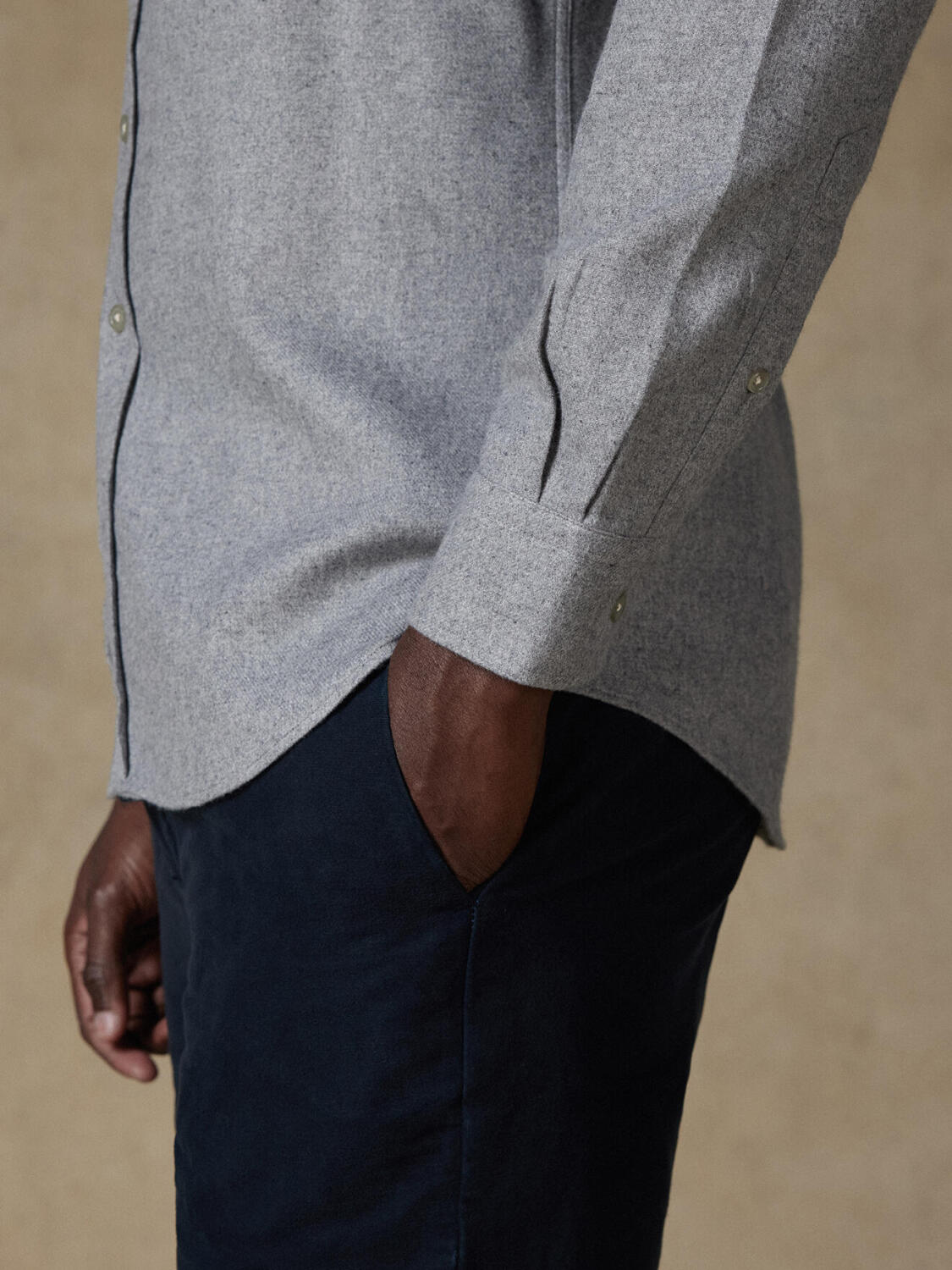 Camicia slim fit in flanella grigia Gareth - Cotone riciclato - Con bottoni