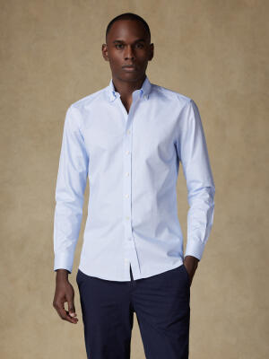 Tailiertes Hemd Gill Karo Hellblau - Button-Down-Kragen