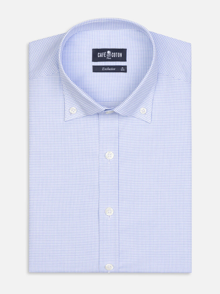 Camicia slim fit Gill a Quadri Azzurro - Colletto button-down