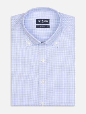 Tailiertes Hemd Gill Karo Hellblau - Button-Down-Kragen