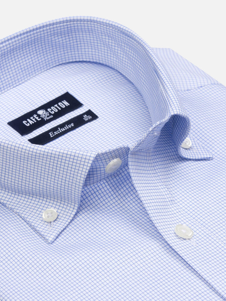 Camicia slim fit Gill a Quadri Azzurro - Colletto button-down