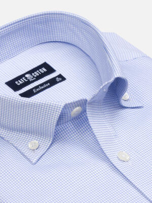 Tailiertes Hemd Gill Karo Hellblau - Button-Down-Kragen