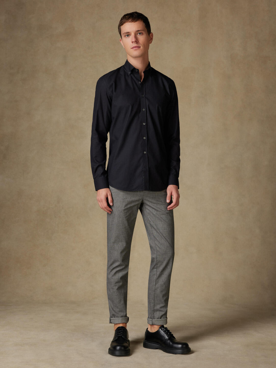 Tailliertes Tailliertes Hemd Gleeson schwarz - Buttondown Kragen