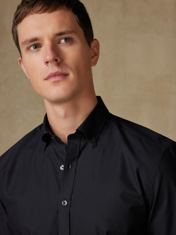 Gleeson zwart Slim fit overhemd - Button-down kraag