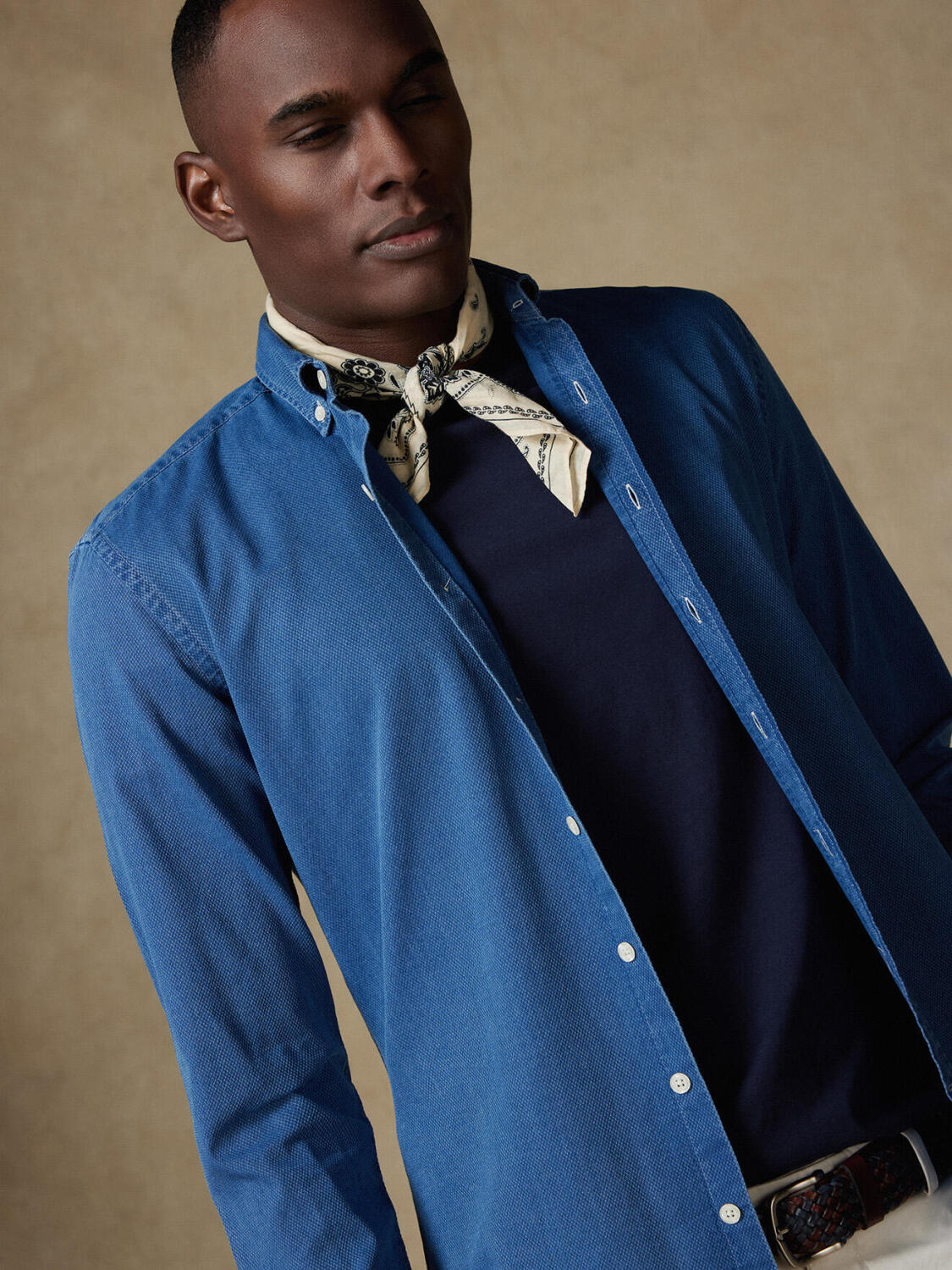 Overhemd slim Grab indigo - Button-down kraag