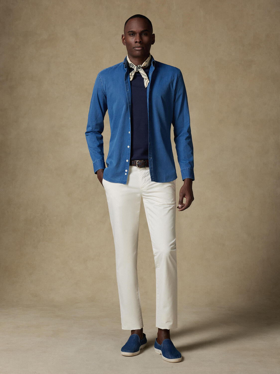 Overhemd slim Grab indigo - Button-down kraag