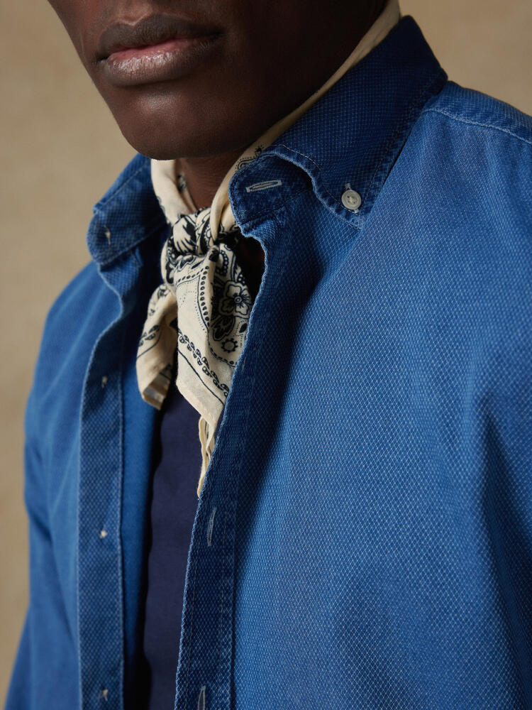 Chemise cintrée Grab indigo  - Col Boutonné