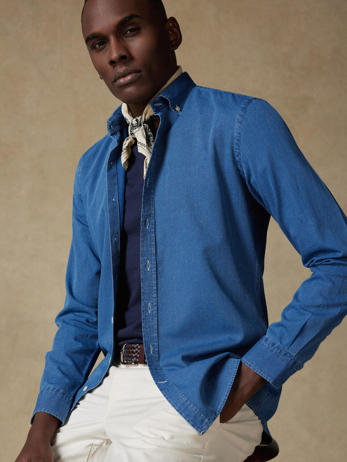 Overhemd slim Grab indigo - Button-down kraag