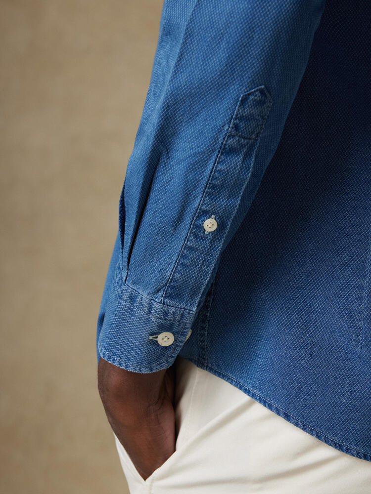 Chemise cintrée Grab indigo  - Col Boutonné