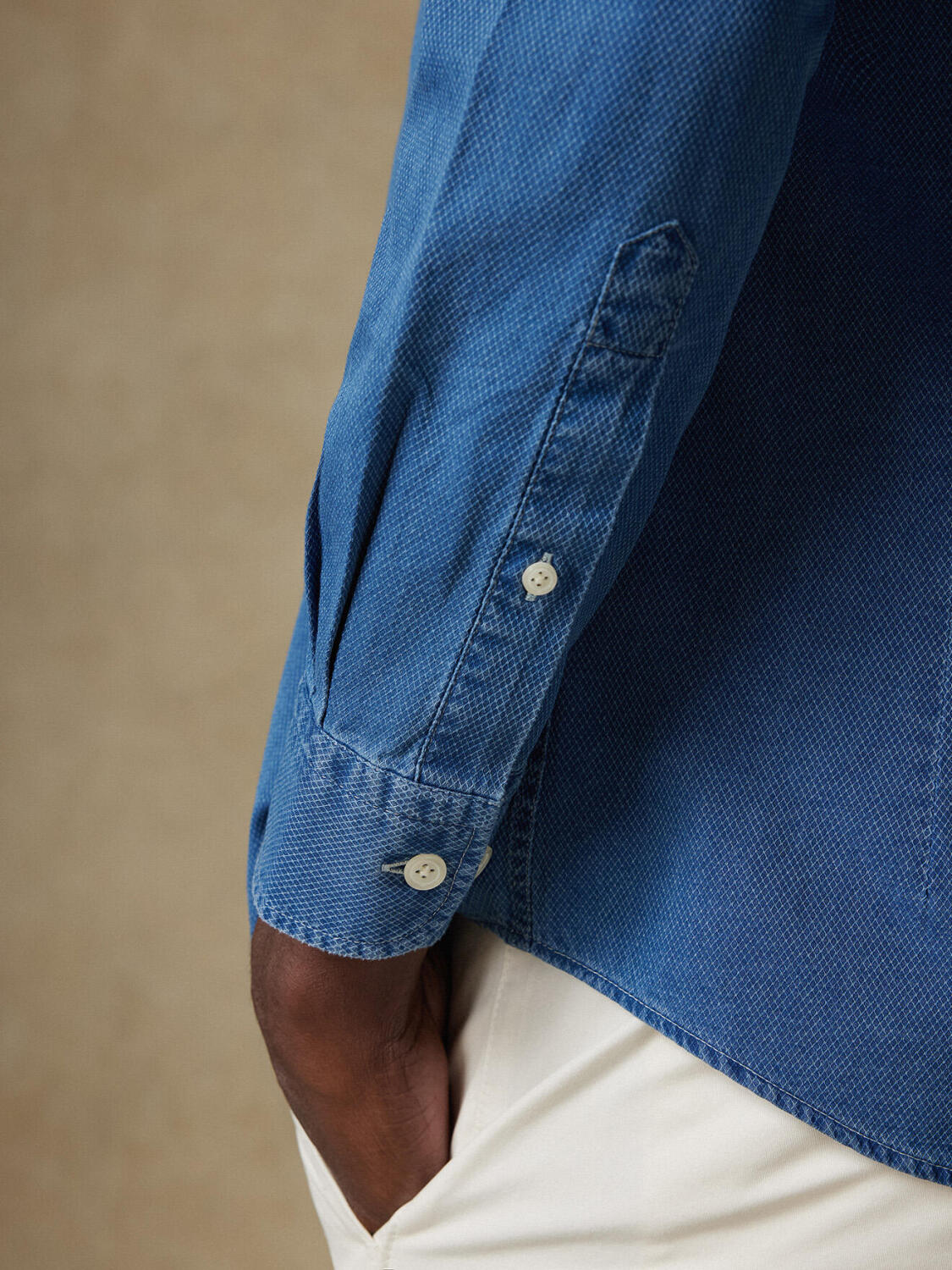 Overhemd slim Grab indigo - Button-down kraag